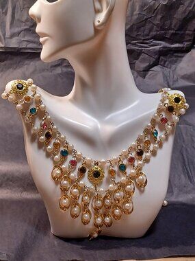 Queen of the Nile  Necklace - Collar/Bib Style - Adjustable Length